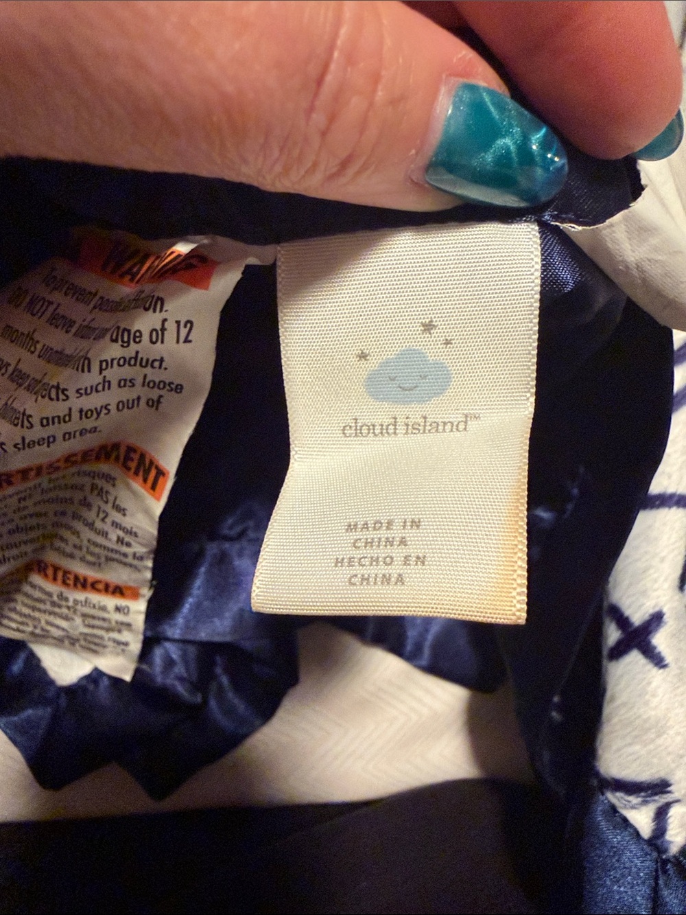 2 Cloud Island Plush Sloth Security Blanket for Kids - Navy & Cream - Picture 4 of 4